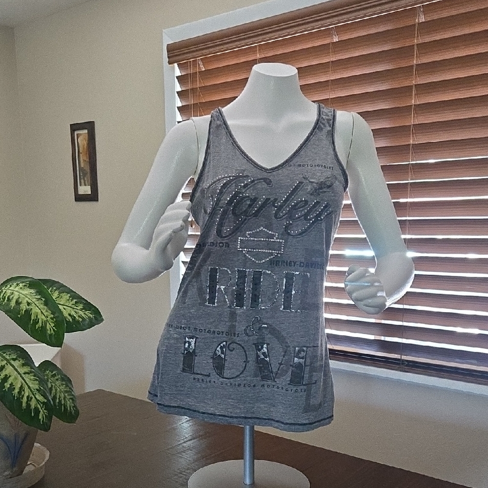 Harley-Davidson Charcoal Sleeveless Top
